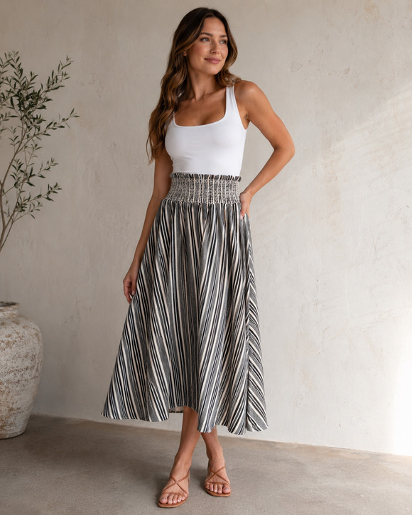 Flint & Moss Dresses & Skirts - Flint & Moss New York Womens Maxi Skirt White & Black Stripes Boho Chic Size XL